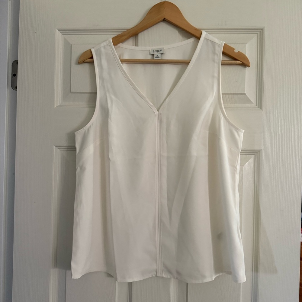 J. Crew Ivory V-Neck Sleeveless Blouse